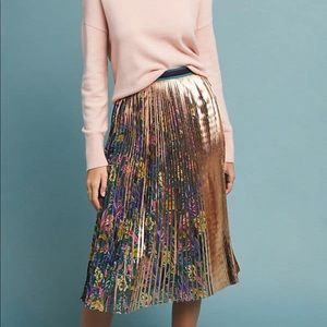 Anthropologie Maeve Metallic Floral skirt